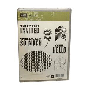 PREOWNED Stampin Up! Sale-A-Bration “Oh Hello” 7-Piece Cling Stamp Set Scrapbook